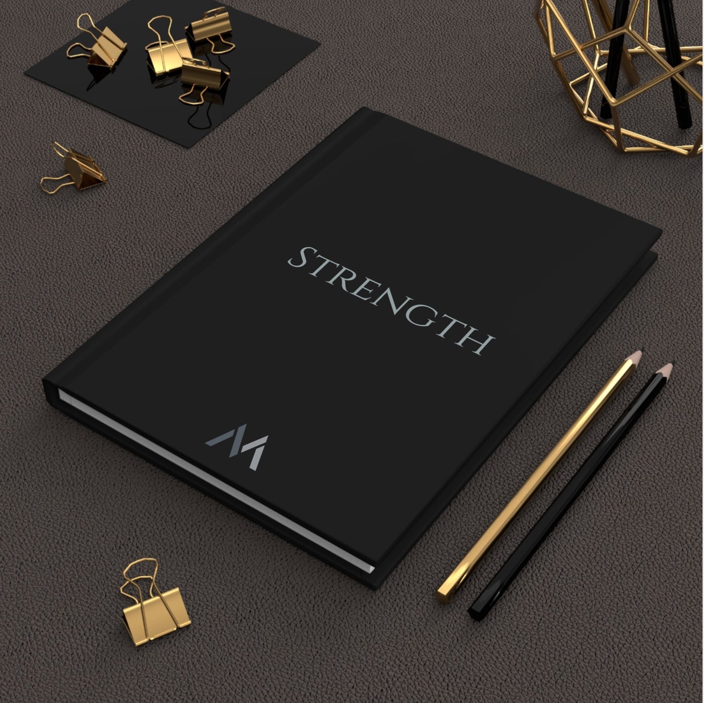 "STRENGTH" Hard Cover Matte Black Journal