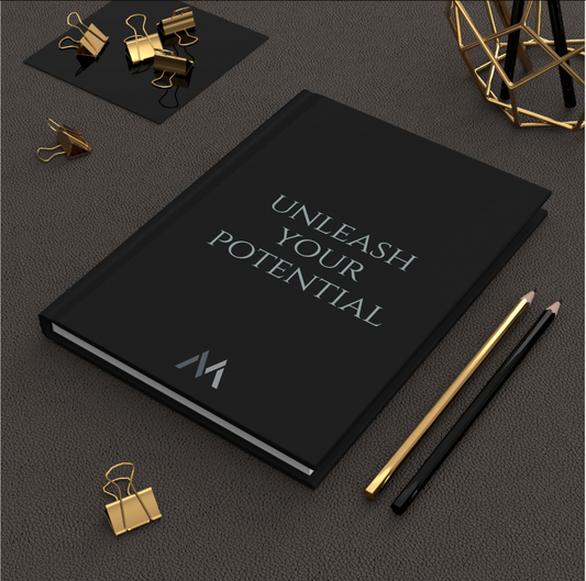"UNLEASH YOUR POTENTIAL" Hard Cover Matte Black Journal